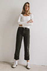 Polly Scoop Neck Top In Ivory - Final Sale