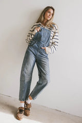 Tansy Denim Overalls In Medium Wash - Final Sale