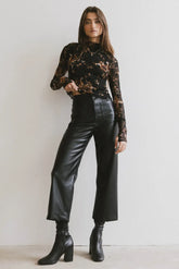 Sadie Wide Leg Pants in Black Leather - FINAL SALE