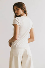 Opal Ribbed Tee In Ecru - Final Sale