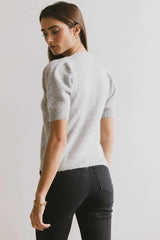Colletta Short Sleeve Cardigan In Heather Grey - Final Sale