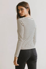Bodie Ribbed Top In Beige - Final Sale