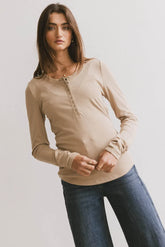 Ivanna Henley Top in Taupe - FINAL SALE