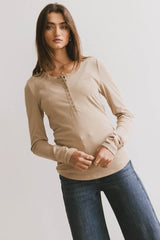 Ivanna Henley Top in Taupe - FINAL SALE