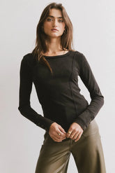 Sailor Ribbed Top in Black - FINAL SALE