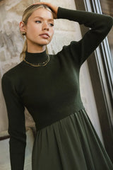 Zeda Midi Dress In Olive - Final Sale