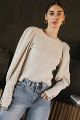 Lettie Waffle Knit Top in Cream - FINAL SALE