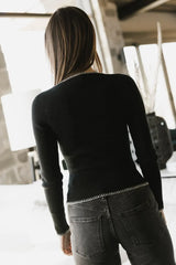 Hazel Ribbed Sweater In Black - Final Sale