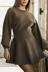 Dolores Knit Mini Dress in Mocha - FINAL SALE