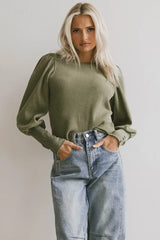Lettie Waffle Knit Top In Olive - Final Sale