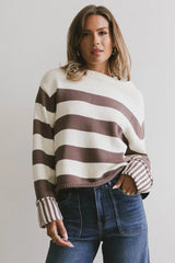 Helena Striped Sweater In Brown - Final Sale