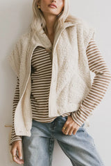 Johanna Sherpa Vest In Beige - Final Sale