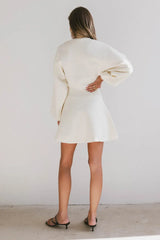 Dolores Knit Mini Dress In Cream - Final Sale