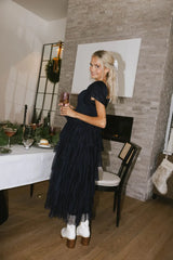 Mia Tulle Maxi Dress In Navy - Final Sale