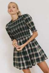 Emmett Plaid Smocked Mini Dress - Final Sale