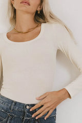 Audrey Ribbed Top In Cream - Final Sale