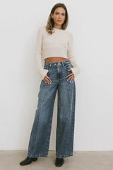 Oriella Wide Leg Jeans In Medium Wash - Final Sale
