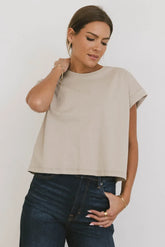 Rowena Boxy Top in Stone - FINAL SALE