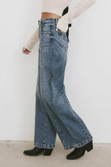 Oriella Wide Leg Jeans In Medium Wash - Final Sale