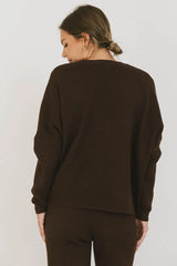 Jesse Waffle Knit Top In Brown - Final Sale