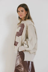 Varsity Distressed Top In Sand - Final Sale