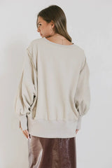 Varsity Distressed Top In Sand - Final Sale
