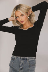 Hazel Ribbed Sweater in Black - FINAL SALE