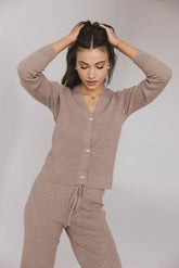 Evelise Ribbed Cardigan in Mocha - FINAL SALE