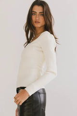 Nyla Ribbed Sweater In Cream - Final Sale
