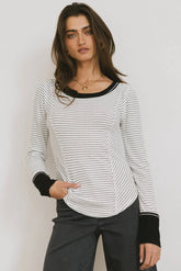 Alexandra Striped Top in White - FINAL SALE