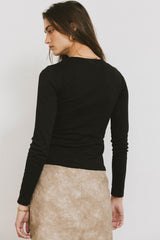Alexa Long Sleeve Top In Black - Final Sale