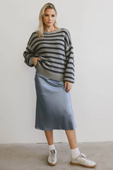 Zada Midi Skirt In Slate Blue - Final Sale