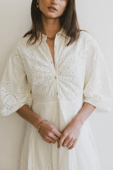 Eleanor Eyelet Lace Midi Dress In Cream - Final Sale
