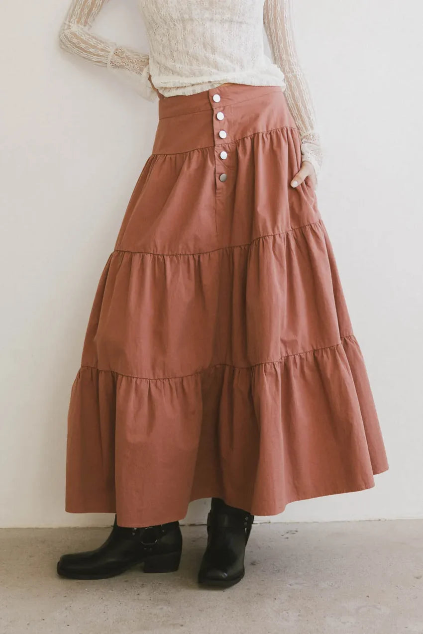Luna Tiered Maxi Skirt in Mauve - FINAL SALE