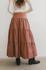 Luna Tiered Maxi Skirt In Mauve - Final Sale