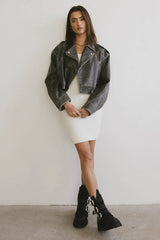 Vale Textured Knit Mini Dress In Cream - Final Sale