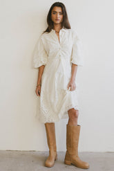 Eleanor Eyelet Lace Midi Dress in Cream - FINAL SALE