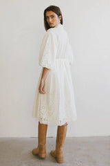 Eleanor Eyelet Lace Midi Dress In Cream - Final Sale
