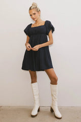 Dasha Textured Mini Dress In Navy - Final Sale