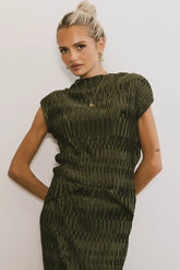 Dream Textured Top in Dark Moss - FINAL SALE