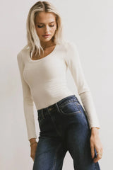 Audrey Ribbed Top In Cream - Final Sale