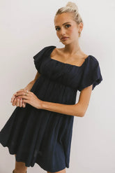 Dasha Textured Mini Dress in Navy - FINAL SALE