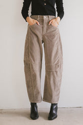 Lisette Barrel Jean in Taupe Corduroy - FINAL SALE
