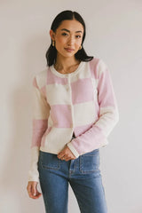 Sia Checkered Cardigan In Pink - Final Sale