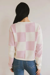 Sia Checkered Cardigan In Pink - Final Sale