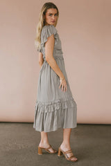 Willa Ruffle Dress In Sage - Final Sale