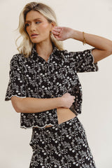 Perrie Floral Button Up In Black - Final Sale