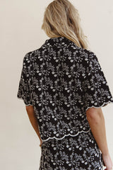 Perrie Floral Button Up In Black - Final Sale