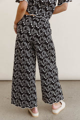 Perrie Floral Wide Leg Pants In Black - Final Sale