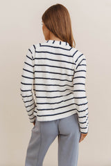 Franny Striped Grommet Top In Navy - Final Sale